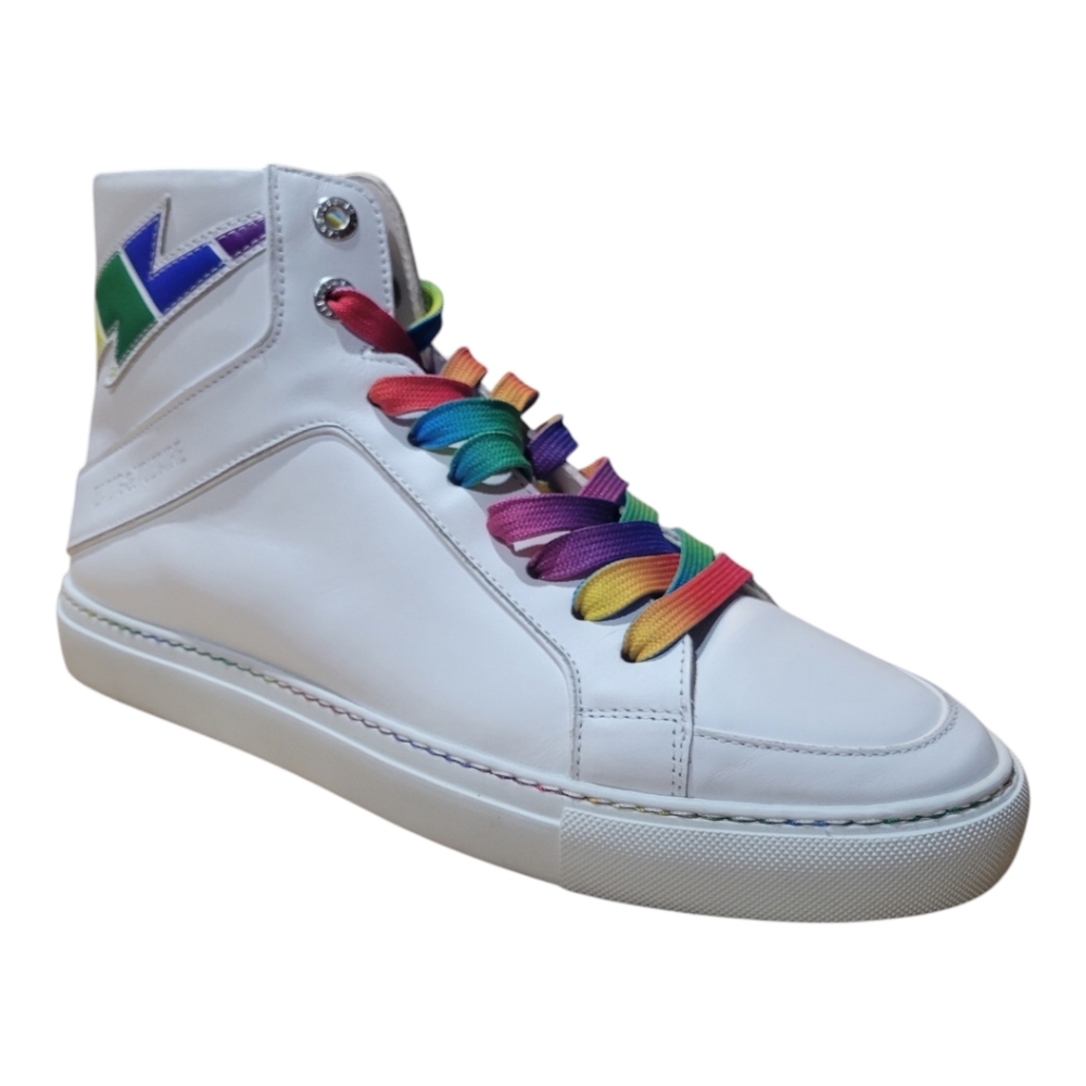 Zadig & Voltaire Womens High Flash Rainbow Lace & Lightning Bolt Sneakers Sz 42